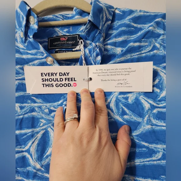 4 for $40 Vineyard Vines Blue Performance Shirt Youth 12-14 NWT - Picture 2 of 6